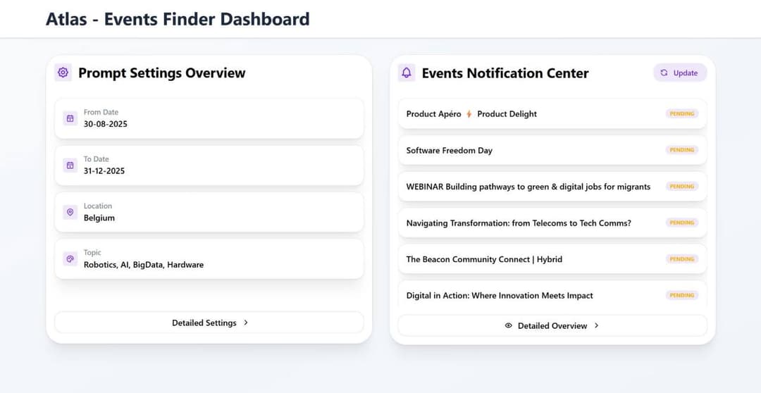 Screenshot of AI Event Scraper